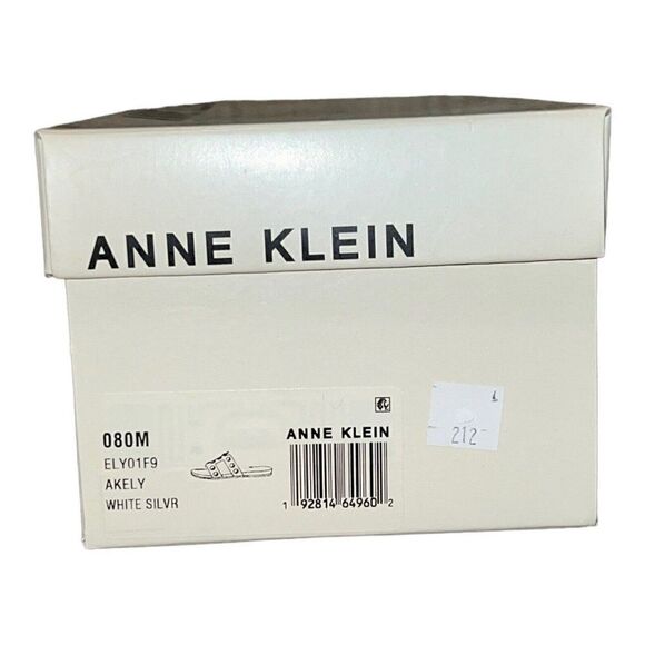 Anne Klein Womens Ely Sandals Iflex Faux Leather White Silver Studs 8M New - Picture 10 of 10